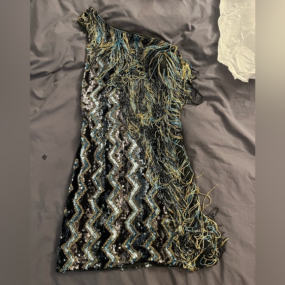 Aleta Couture 721 Fringe Mini - Black/Mercury - Sz 6 - Picture 7 of 10